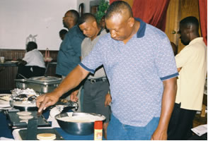 Robbie Flow and Kevin Ragland handled the pancakes