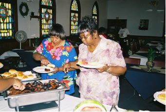 Rev Barbara Falona digs in.
